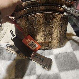 Montana West Tan Snake Print Crossbody Bag